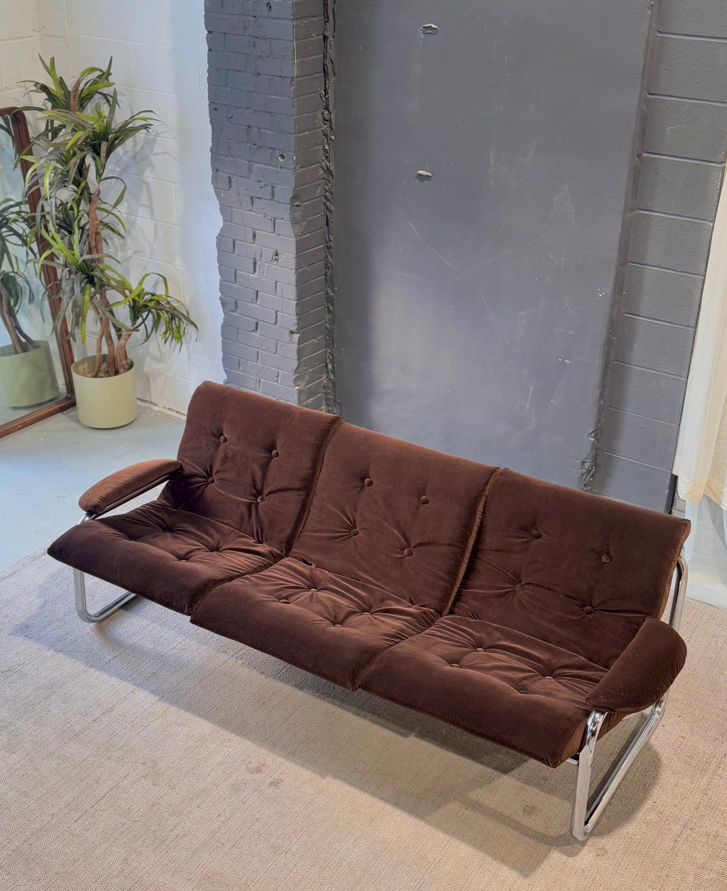 Vintage 1970’s Tubular Chrome 3-Seater Sofa