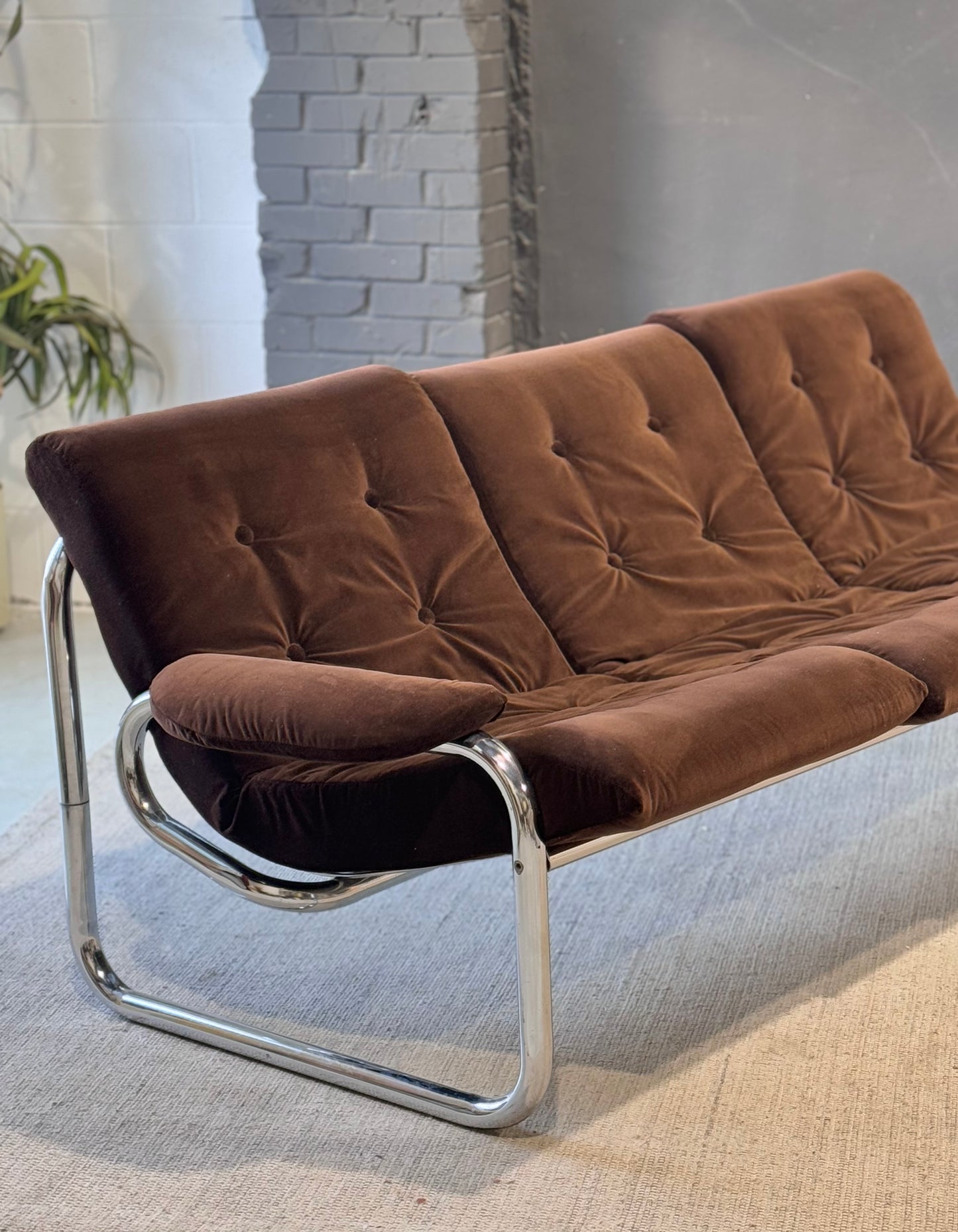 Vintage 1970’s Tubular Chrome 3-Seater Sofa