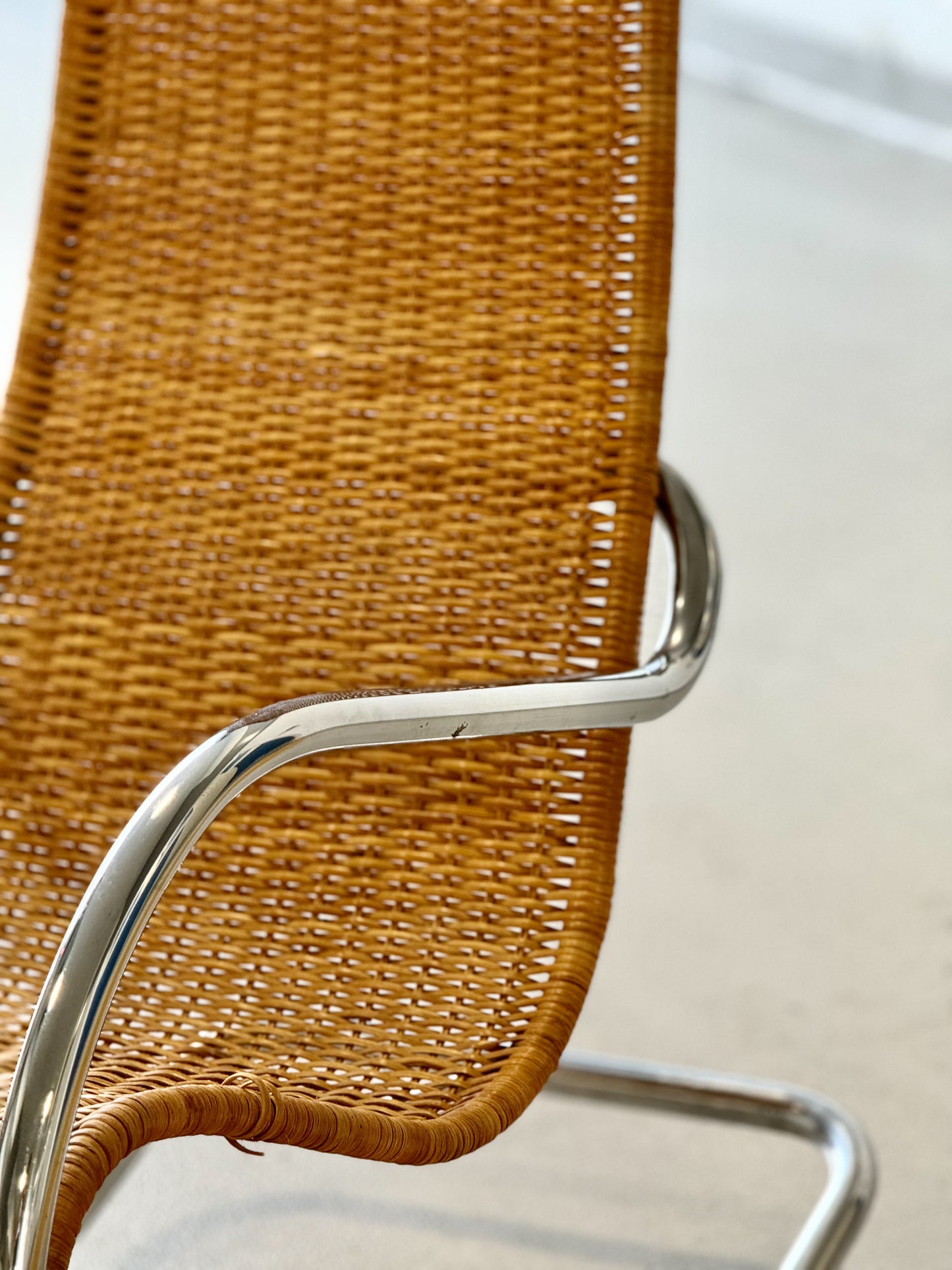Italian Chrome & Rattan Rocker
