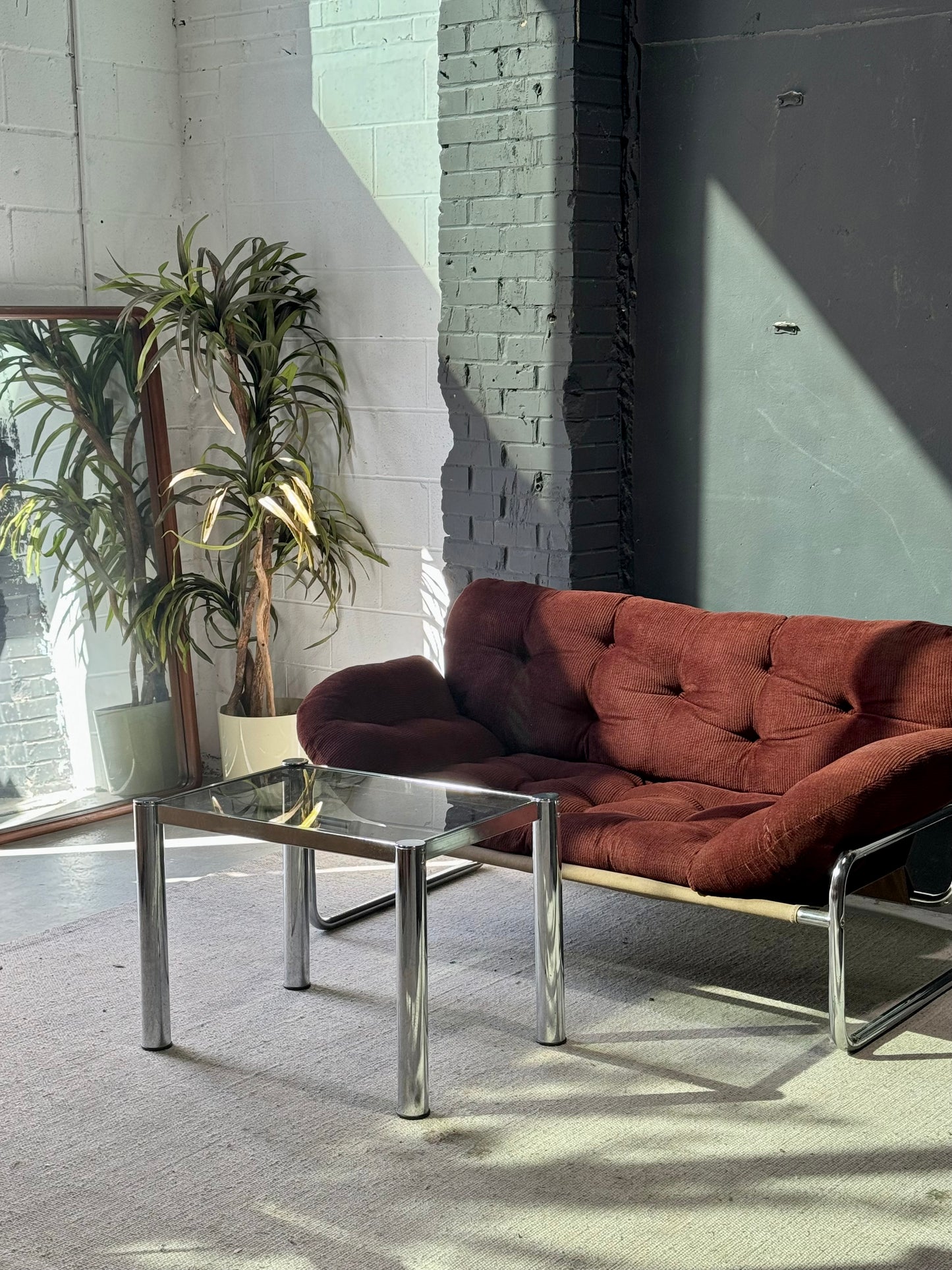 Vintage Chrome & Smoked Glass Coffee Table