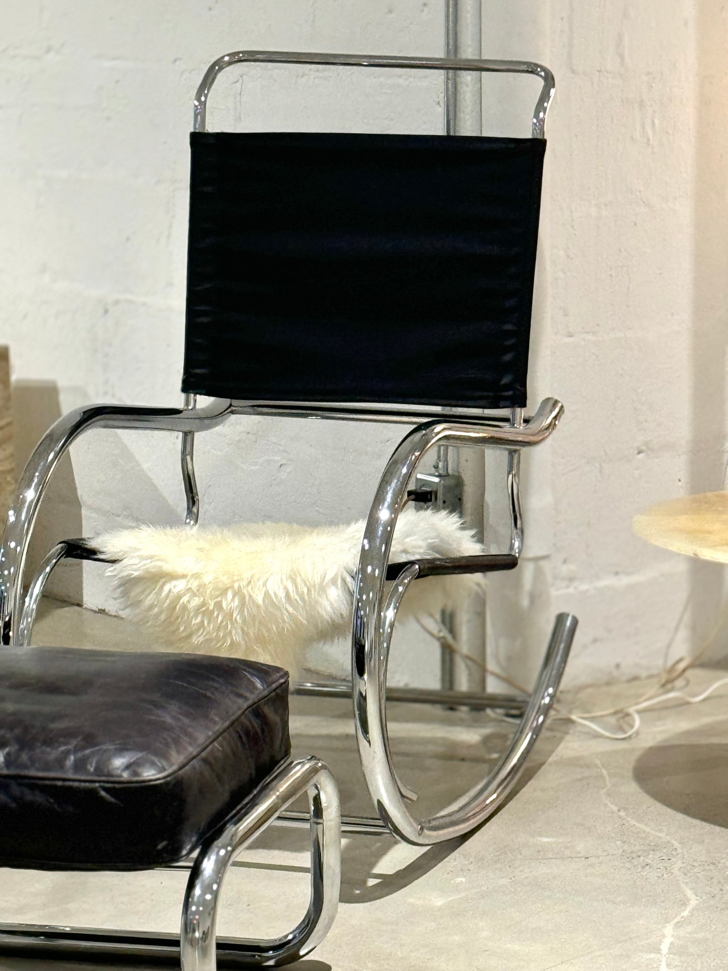 Vintage Marcel Breuer Style Chrome Rocker + Ottoman
