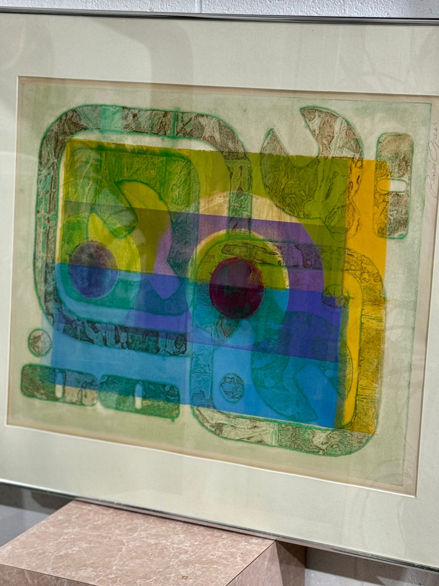 Vintage Framed Mid-Century 1/1 Mixed Media Artist Print