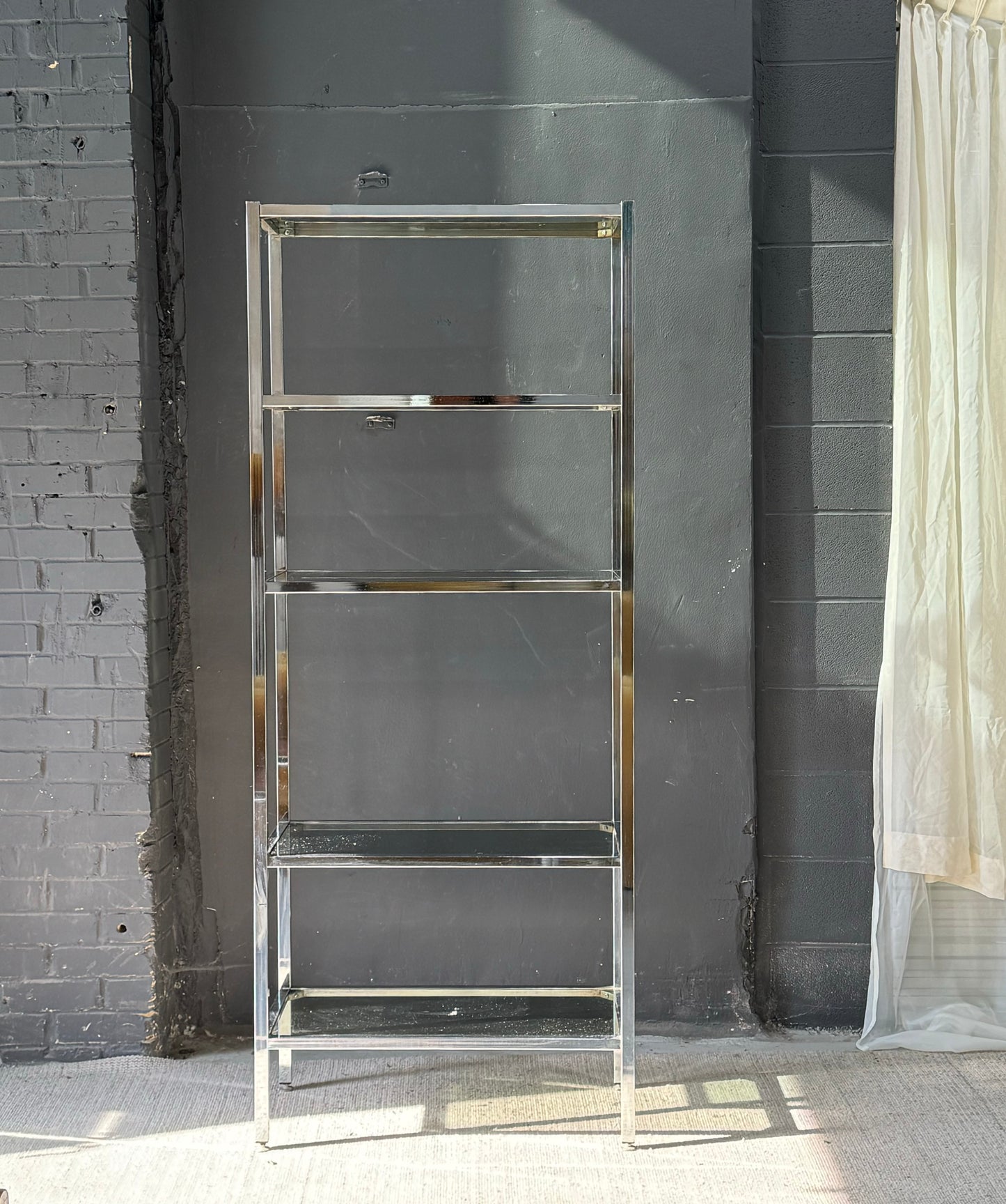 Vintage Chrome & Smoked Glass Etagere