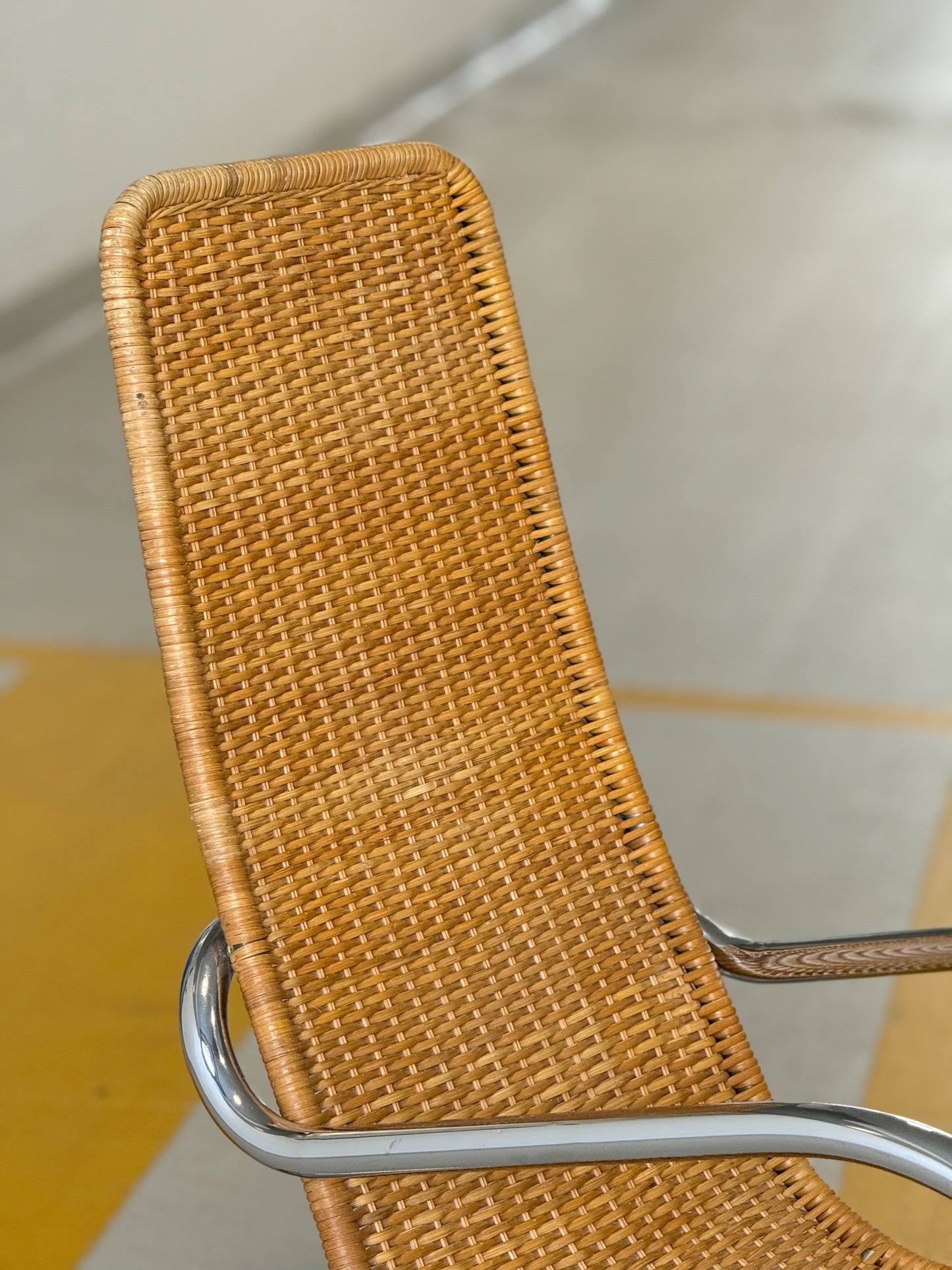 Italian Chrome & Rattan Rocker