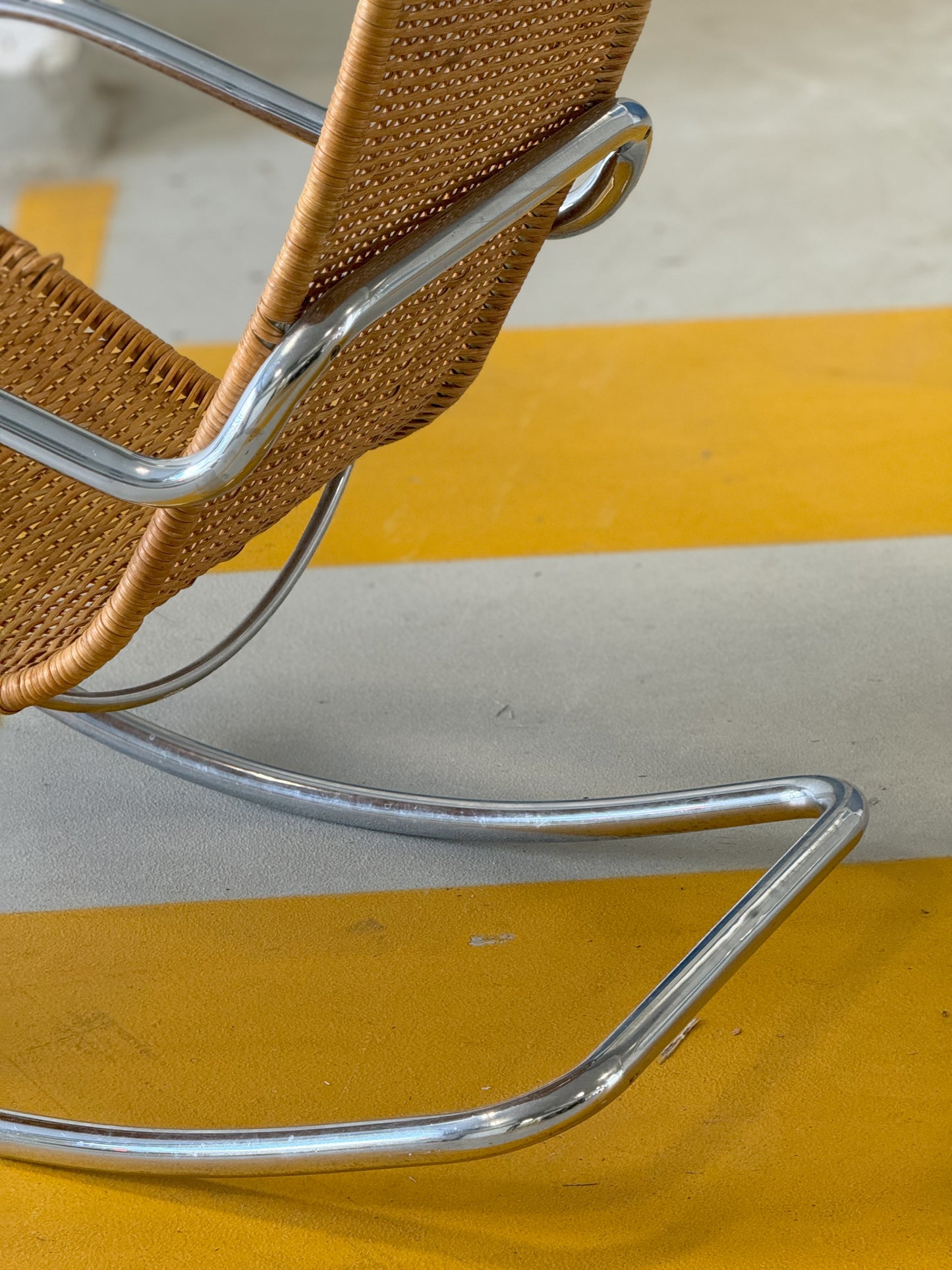 Italian Chrome & Rattan Rocker