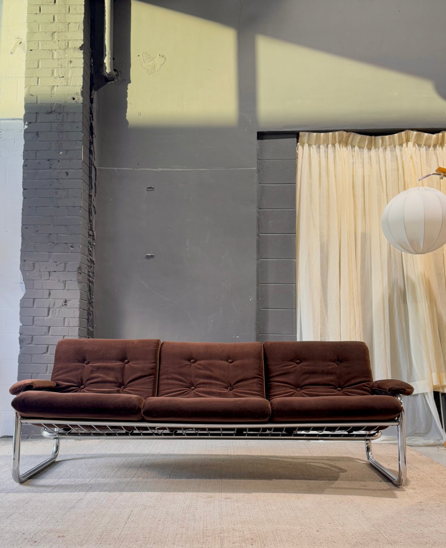 Vintage 1970’s Tubular Chrome 3-Seater Sofa