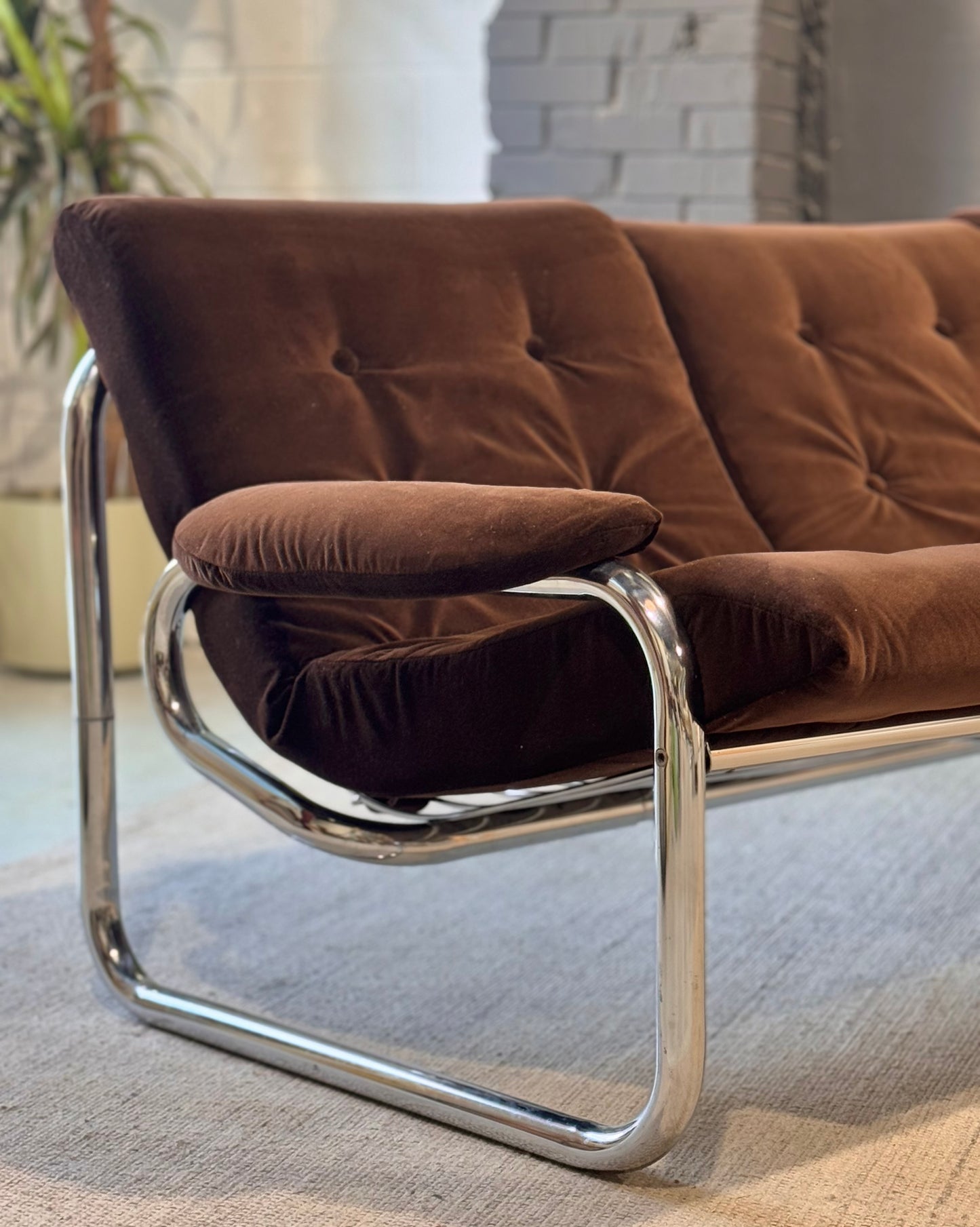 Vintage 1970’s Tubular Chrome 3-Seater Sofa