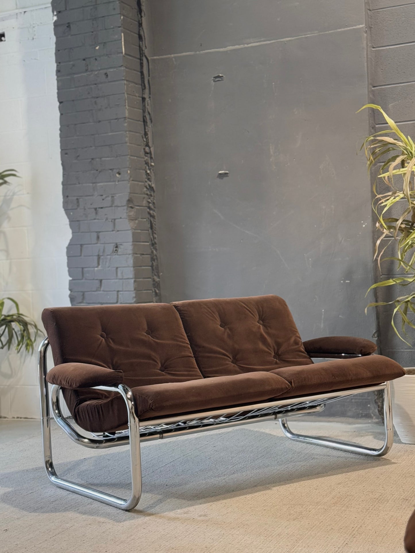 Vintage 1970’s Tubular Chrome 2-Seater Sofa