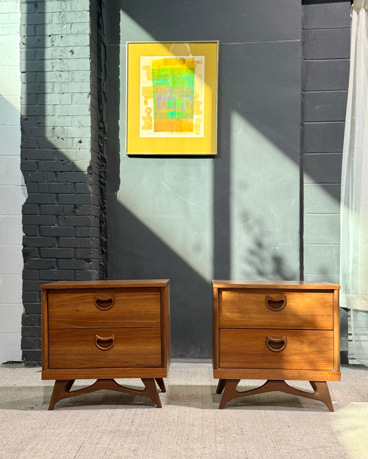 Vintage Mid-Century Modern Walnut Night Stands, Set of 2