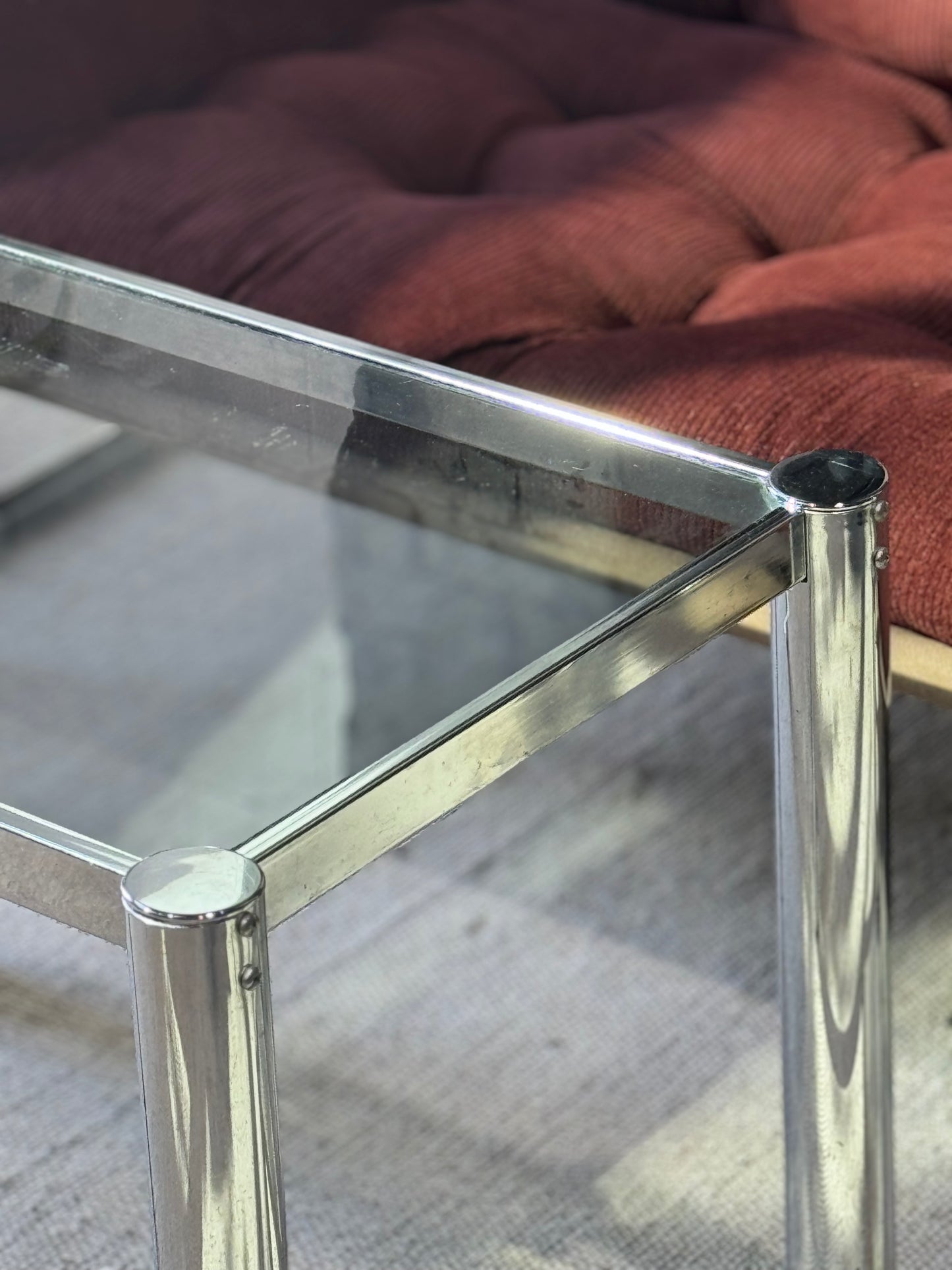 Vintage Chrome & Smoked Glass Coffee Table