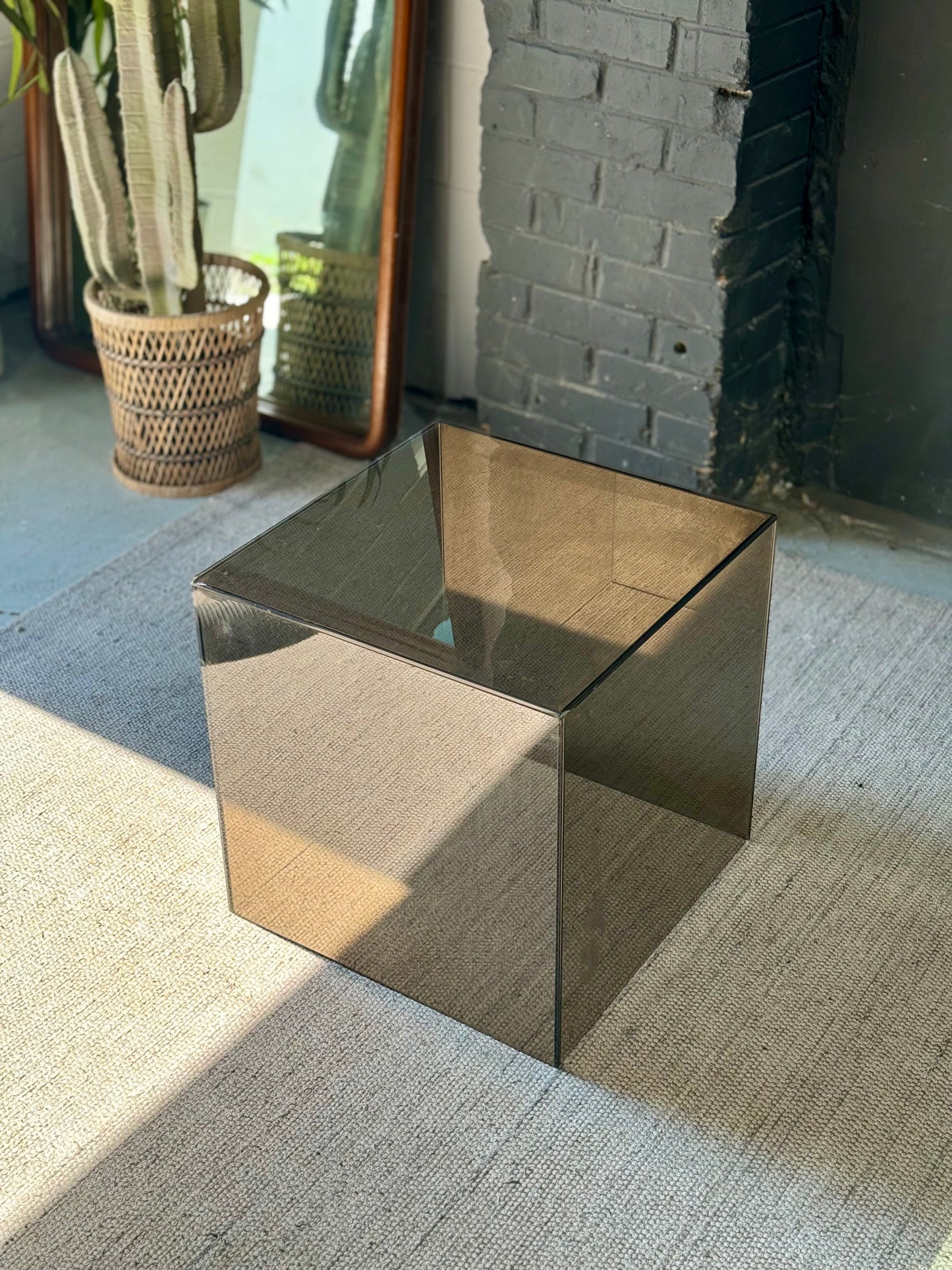 Vintage Danish Style Smoked Glass Cube