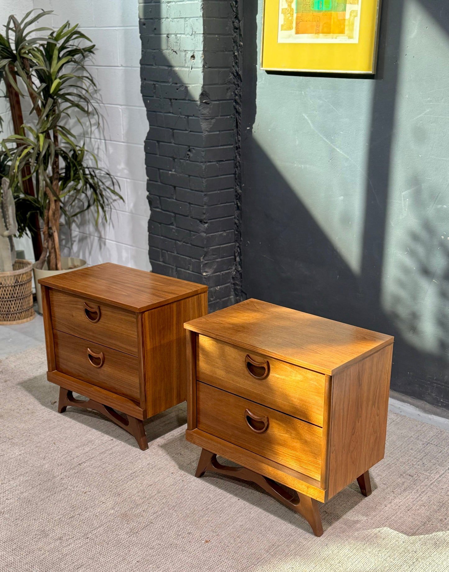 Vintage Mid-Century Modern Walnut Night Stands, Set of 2