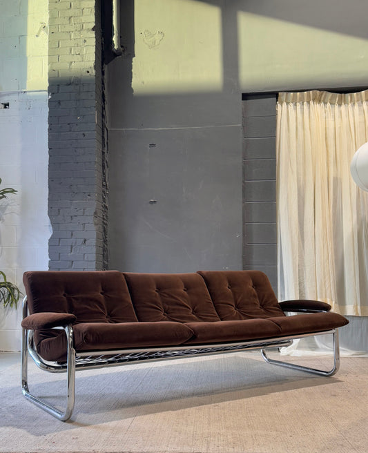 Vintage 1970’s Tubular Chrome 3-Seater Sofa