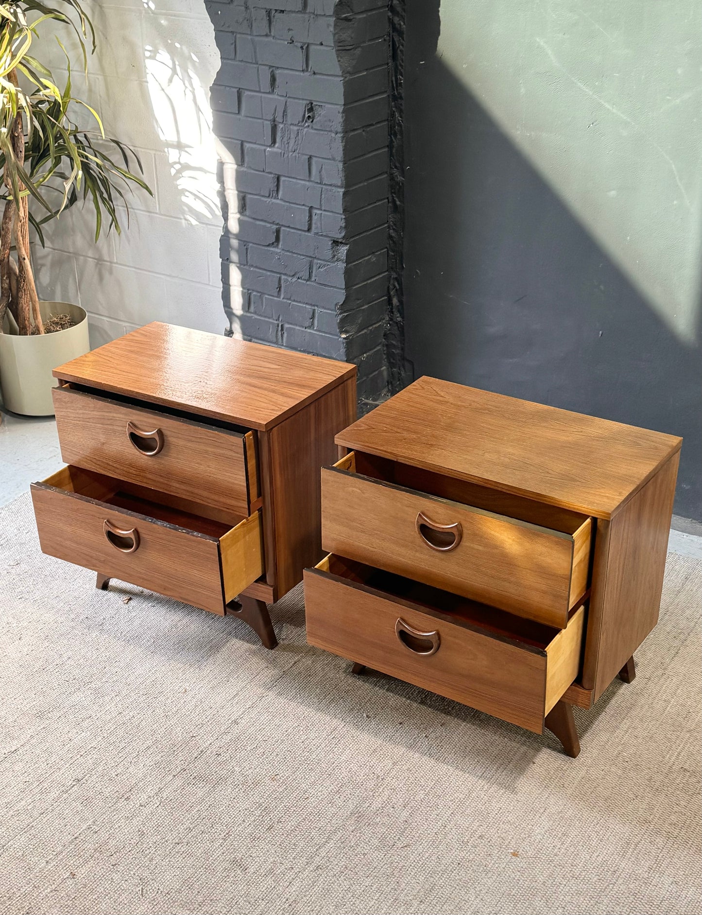 Vintage Mid-Century Modern Walnut Night Stands, Set of 2