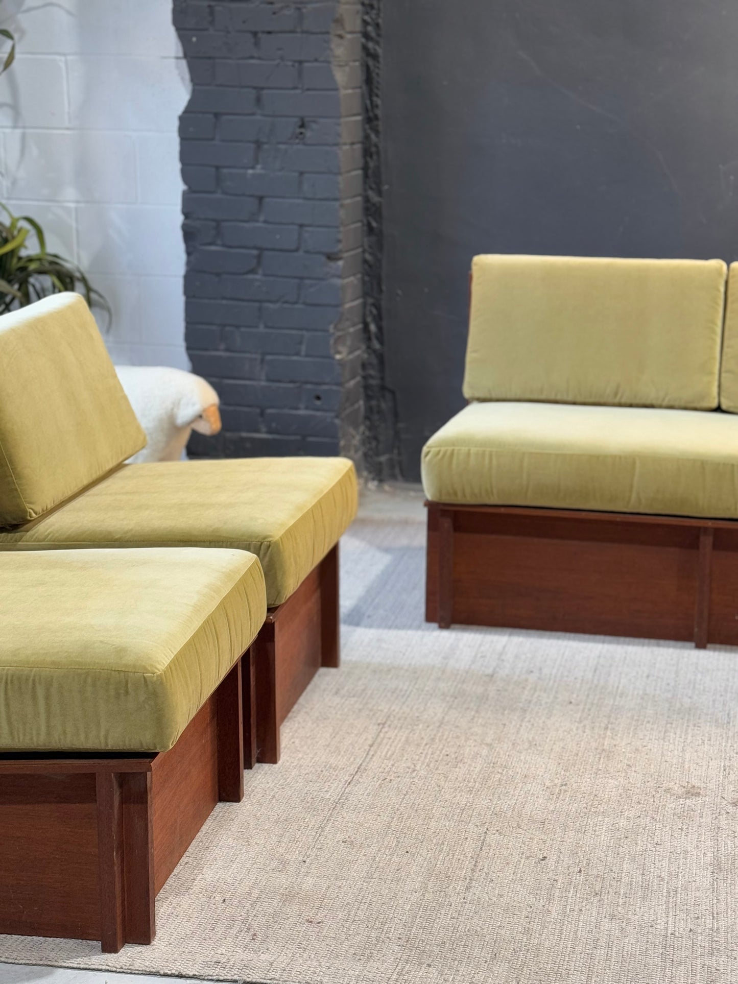 Vintage Mid-Century Modern Modular Walnut Sofa Set