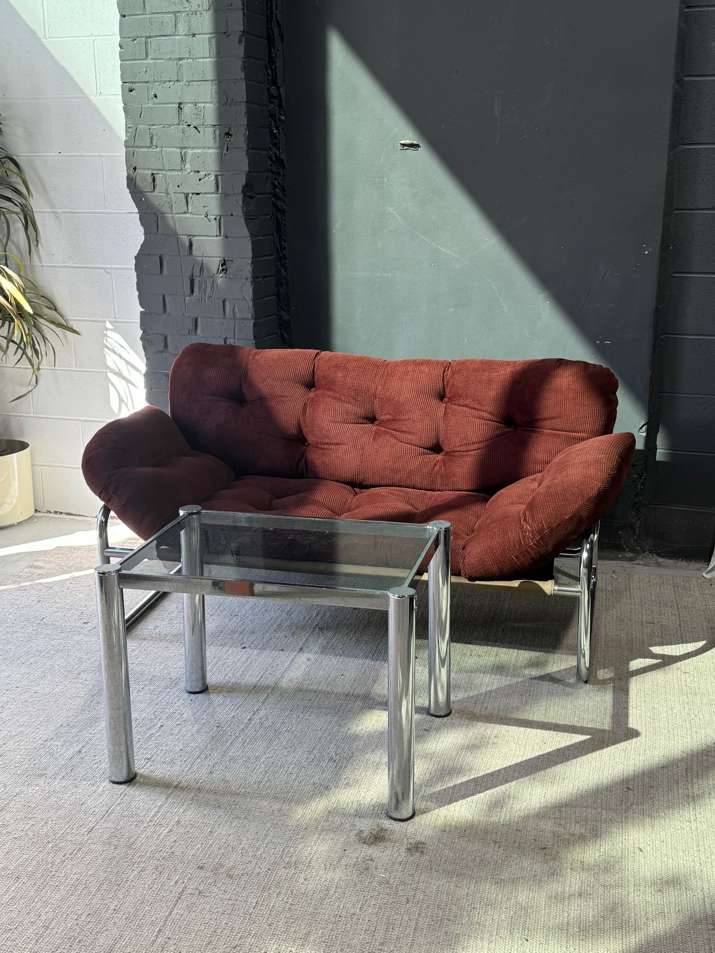 Vintage Chrome & Smoked Glass Coffee Table