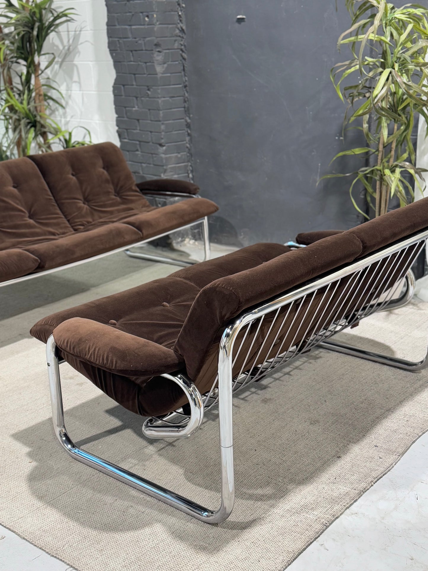 Vintage 1970’s Tubular Chrome 2-Seater Sofa