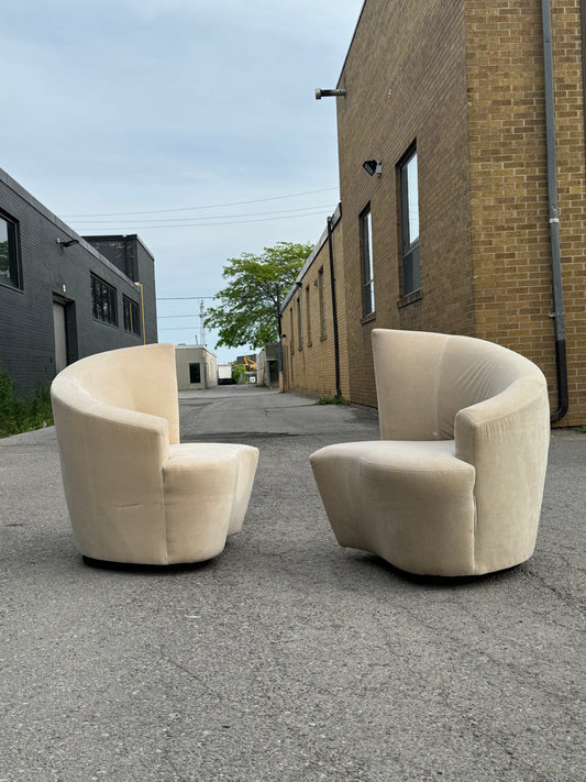 Vladimir Kagan Bilbao Swivel Lounge Chairs, set of 2