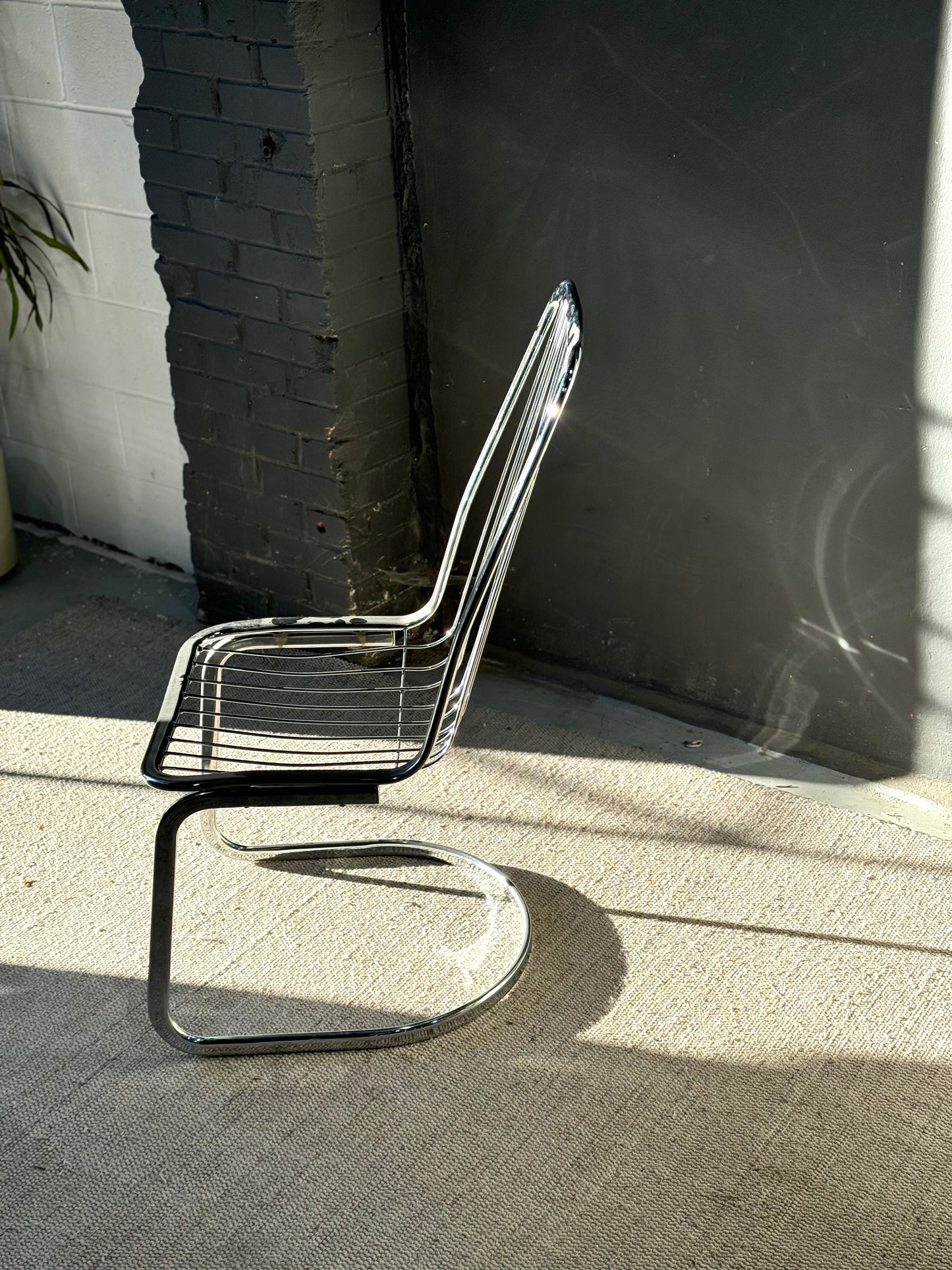 Vintage Chrome Cantilever Dining Chairs, set of 6