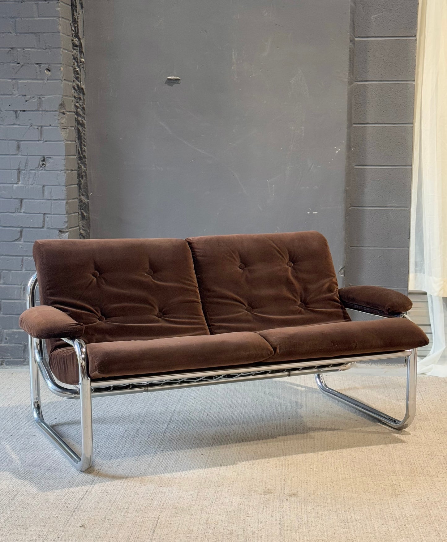 Vintage 1970’s Tubular Chrome 2-Seater Sofa