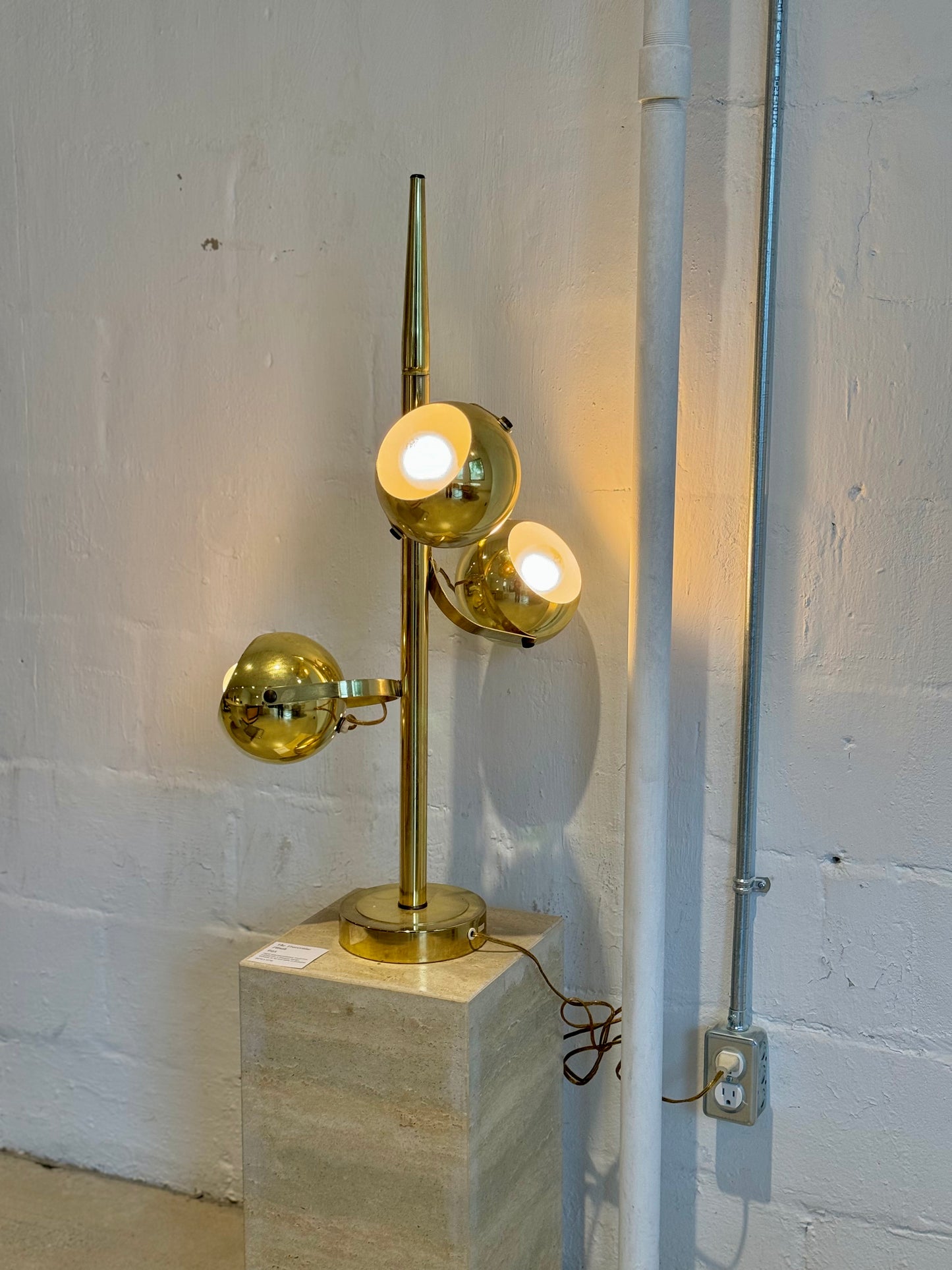 Vintage Brassed Chrome Tri-Light Orb Lamp