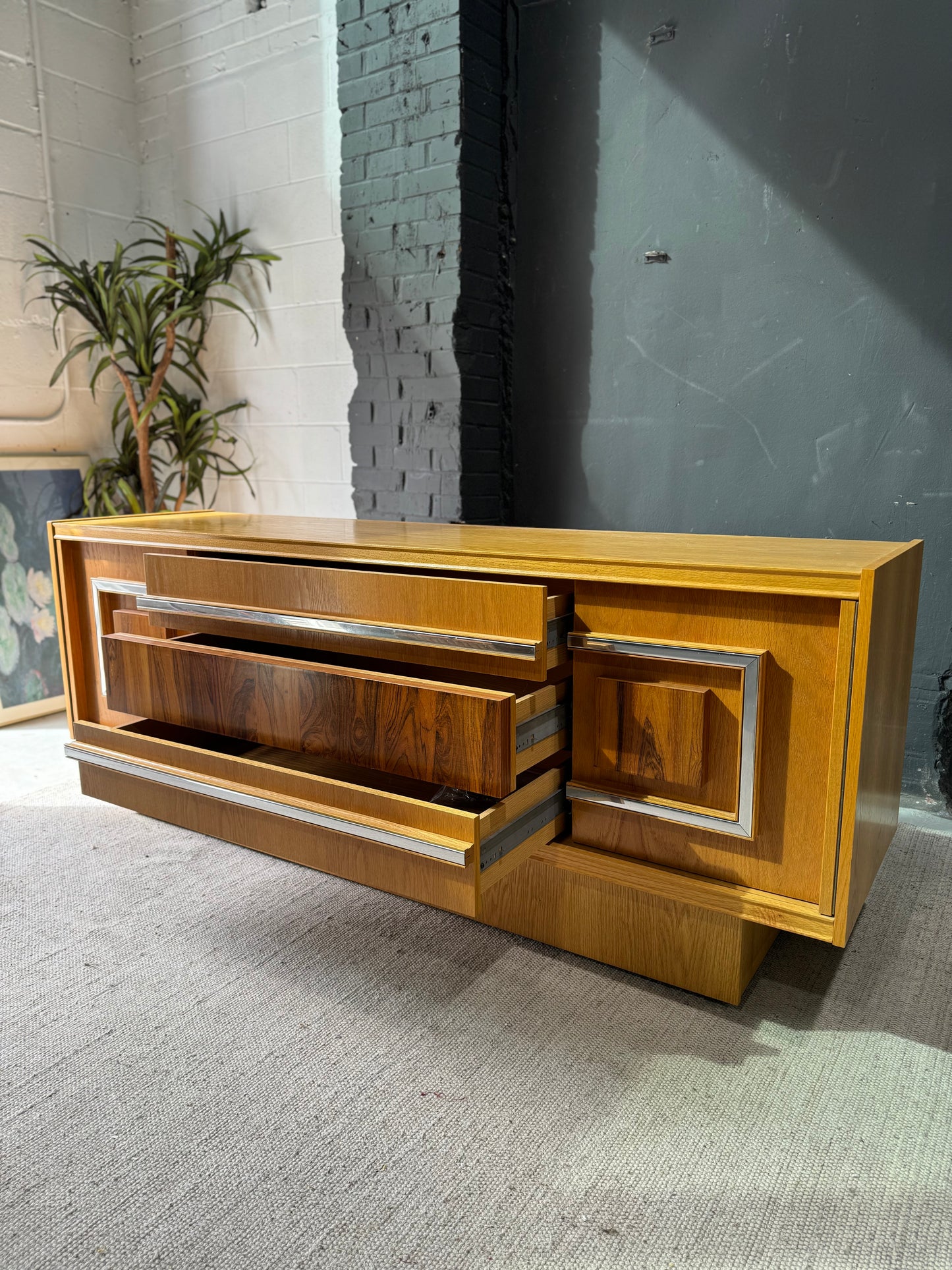 Vintage Oak & Rosewood Credenza