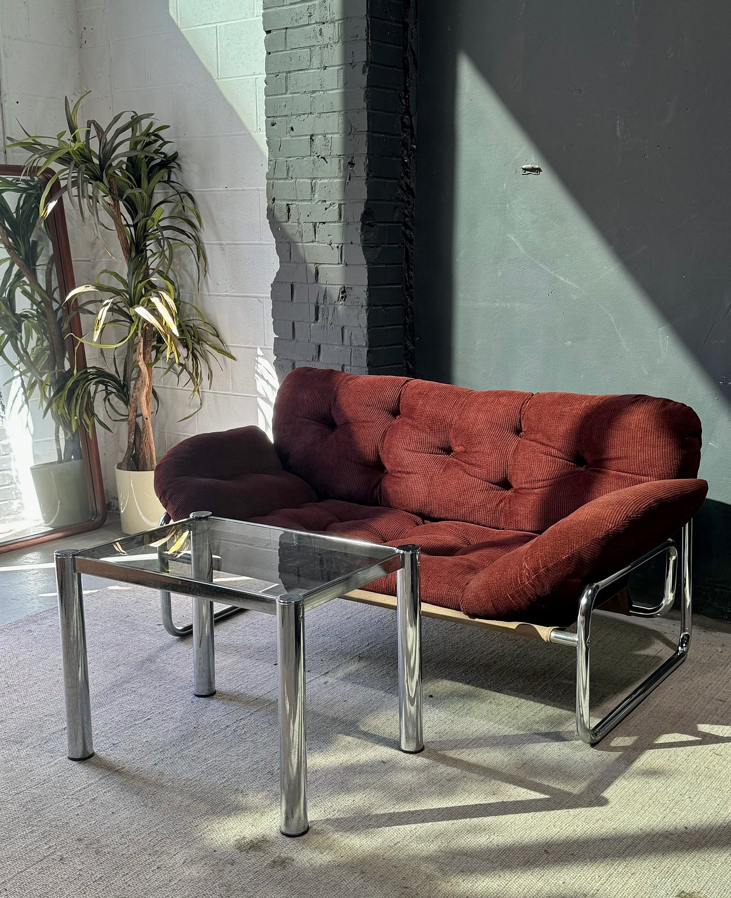 Vintage Chrome & Smoked Glass Coffee Table