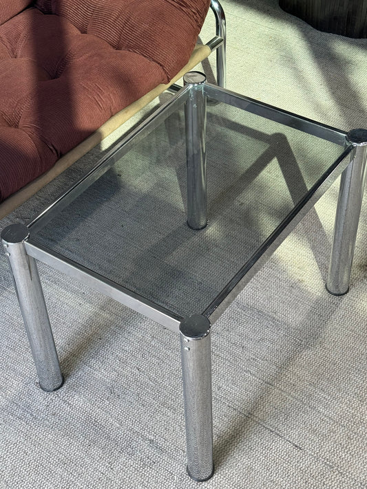 Vintage Chrome & Smoked Glass Coffee Table