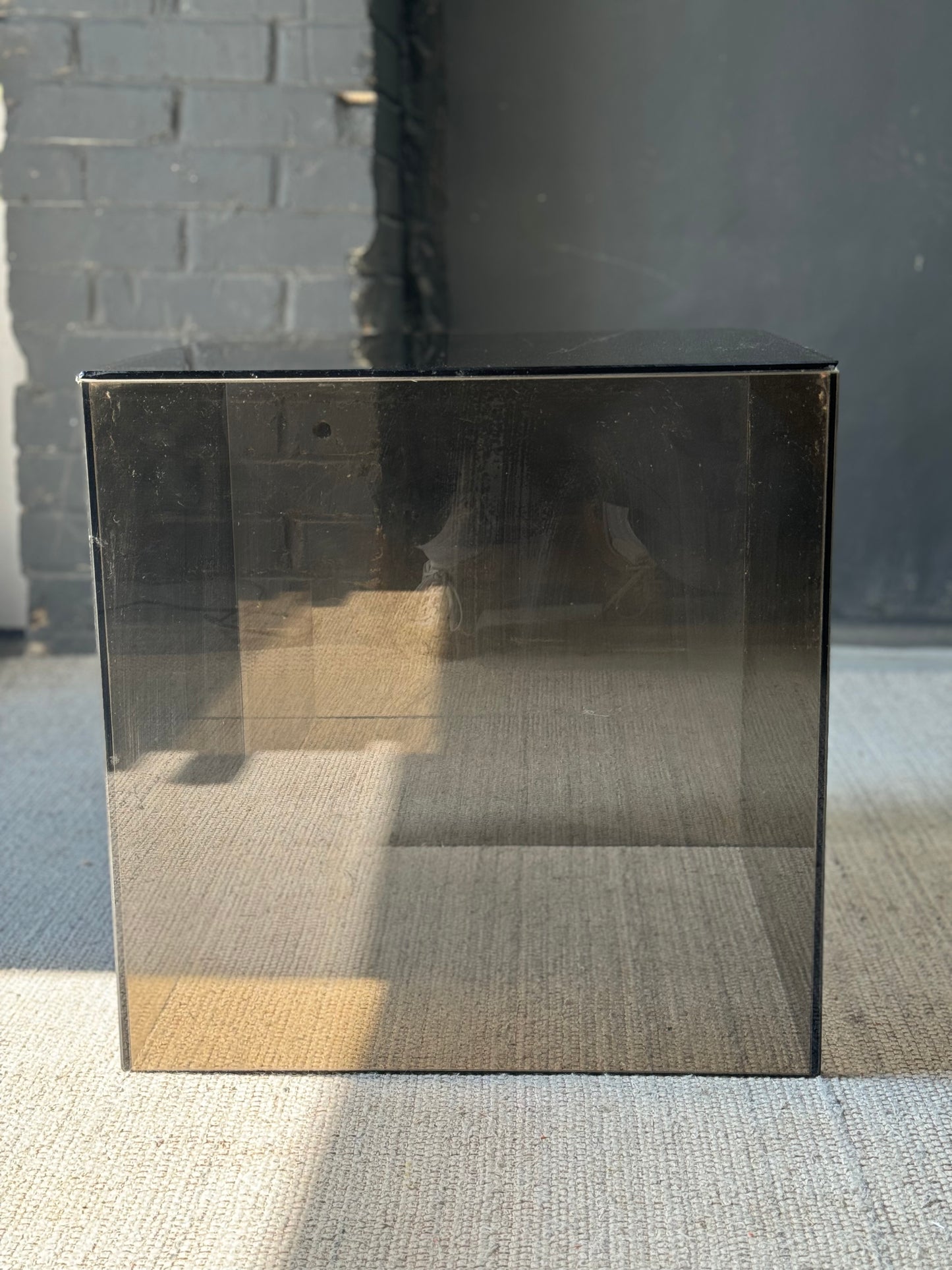 Vintage Danish Style Smoked Glass Cube