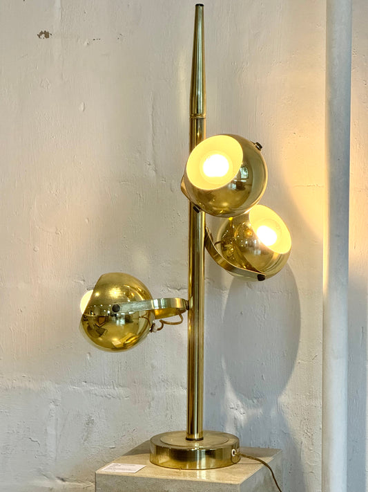 Vintage Brassed Chrome Tri-Light Orb Lamp