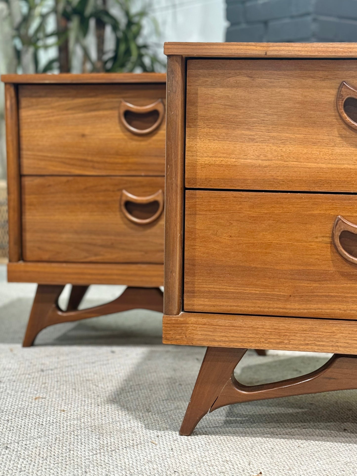 Vintage Mid-Century Modern Walnut Night Stands, Set of 2