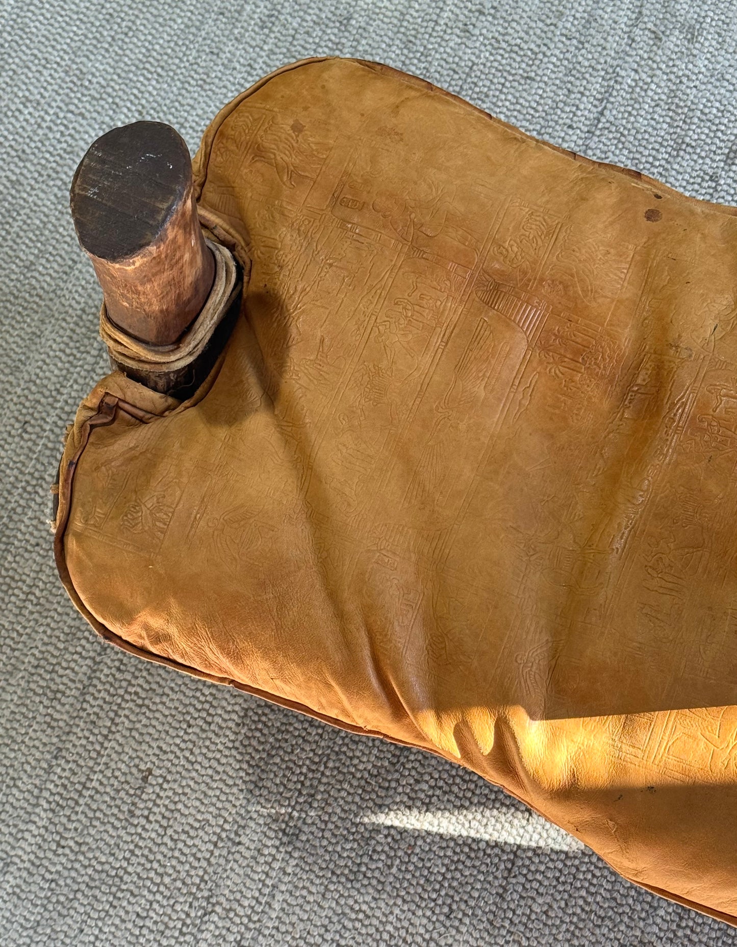 Vintage 1950’s Camel Leather Stool/Ottoman