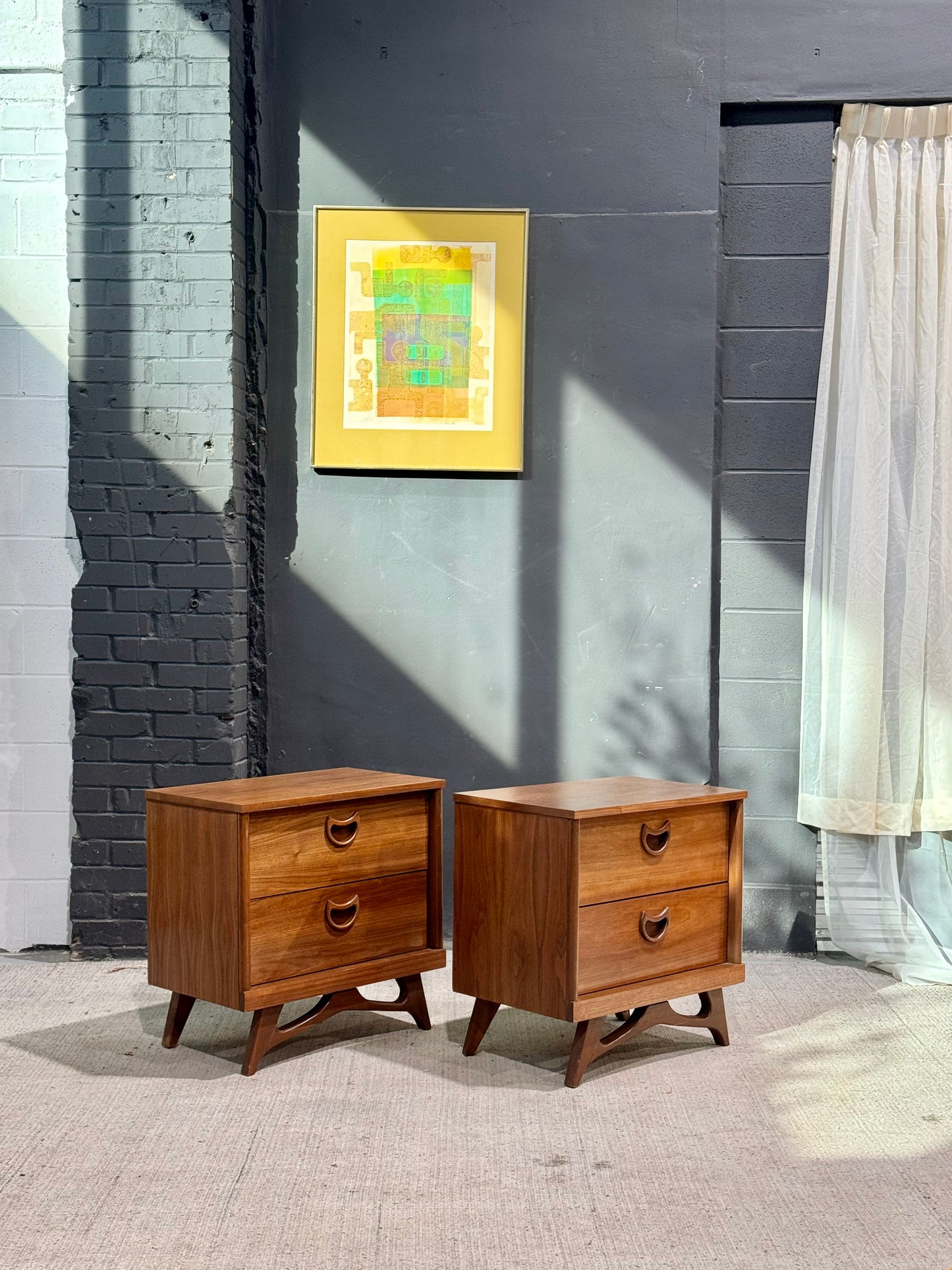 Vintage Mid-Century Modern Walnut Night Stands, Set of 2