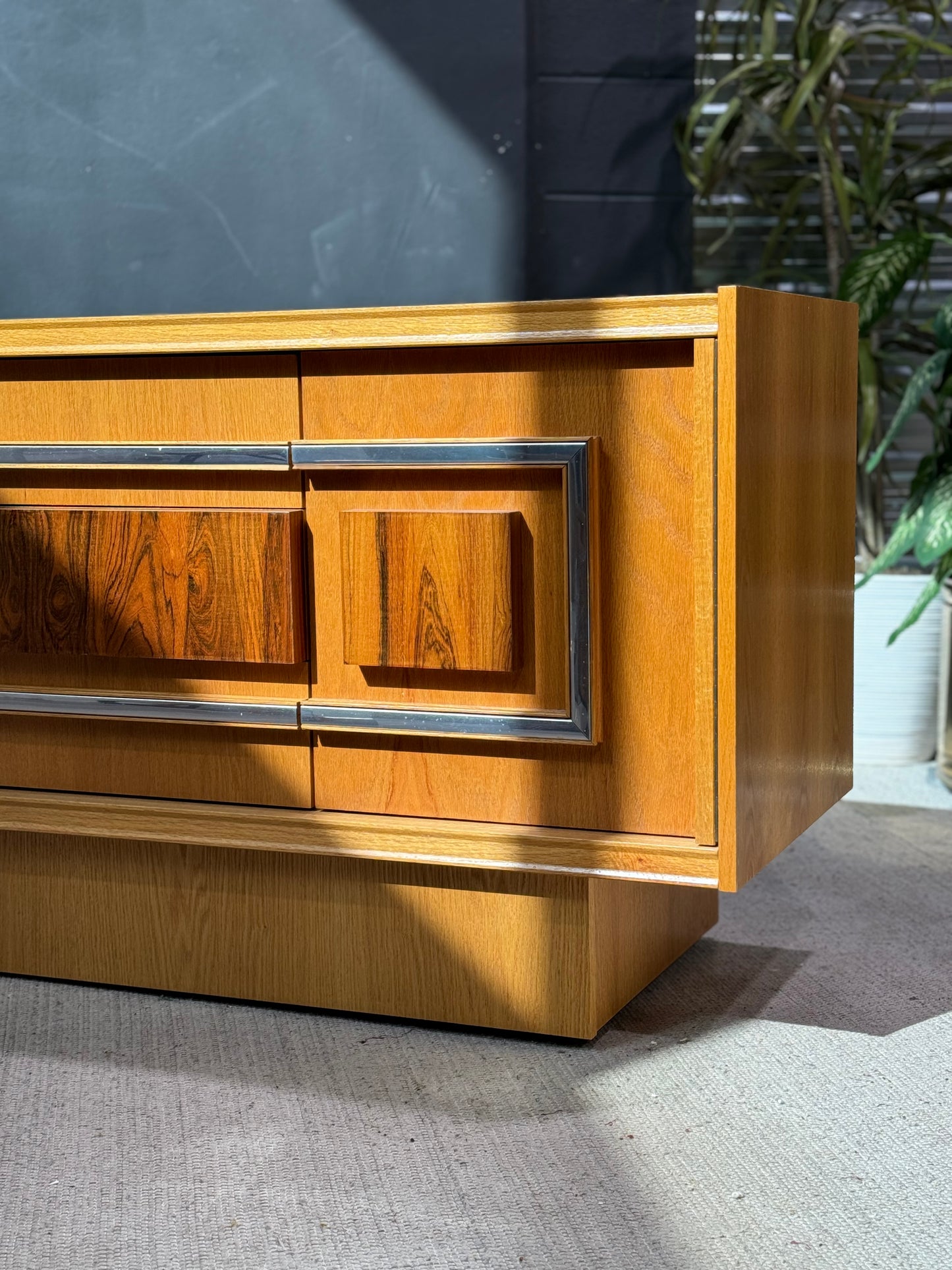 Vintage Oak & Rosewood Credenza