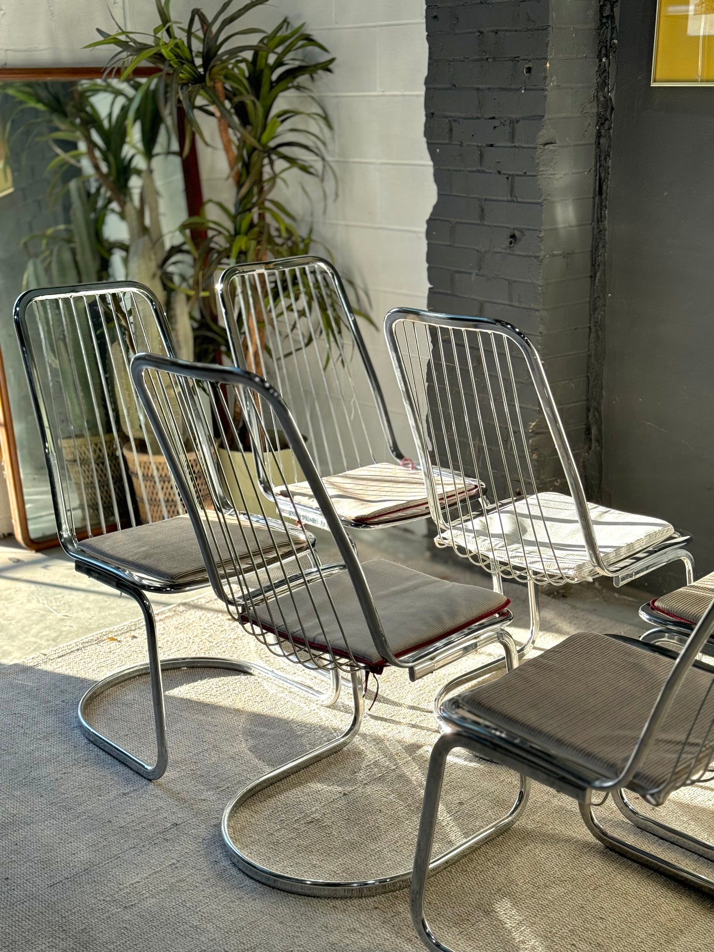 Vintage Chrome Cantilever Dining Chairs, set of 6