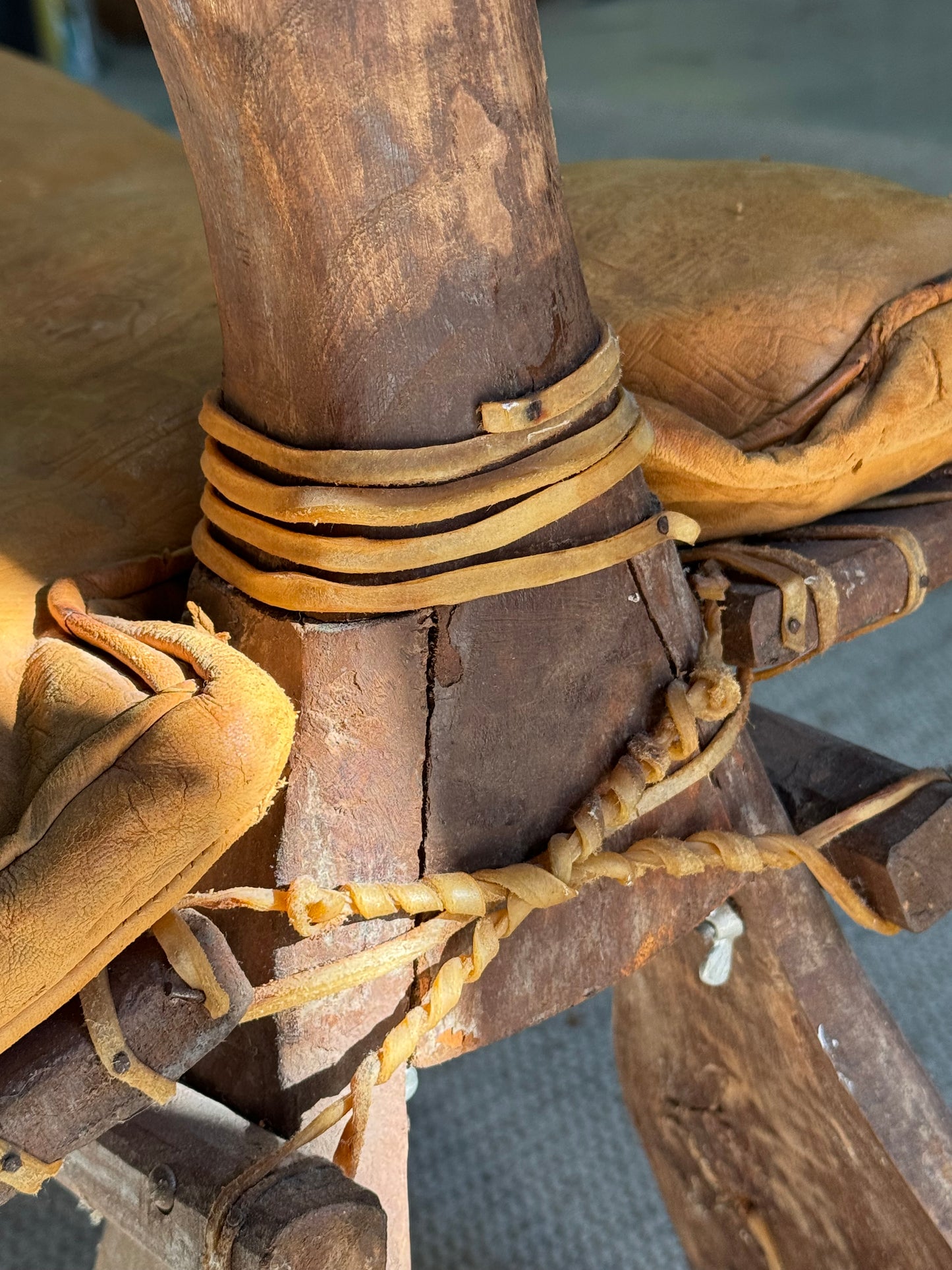 Vintage 1950’s Camel Leather Stool/Ottoman