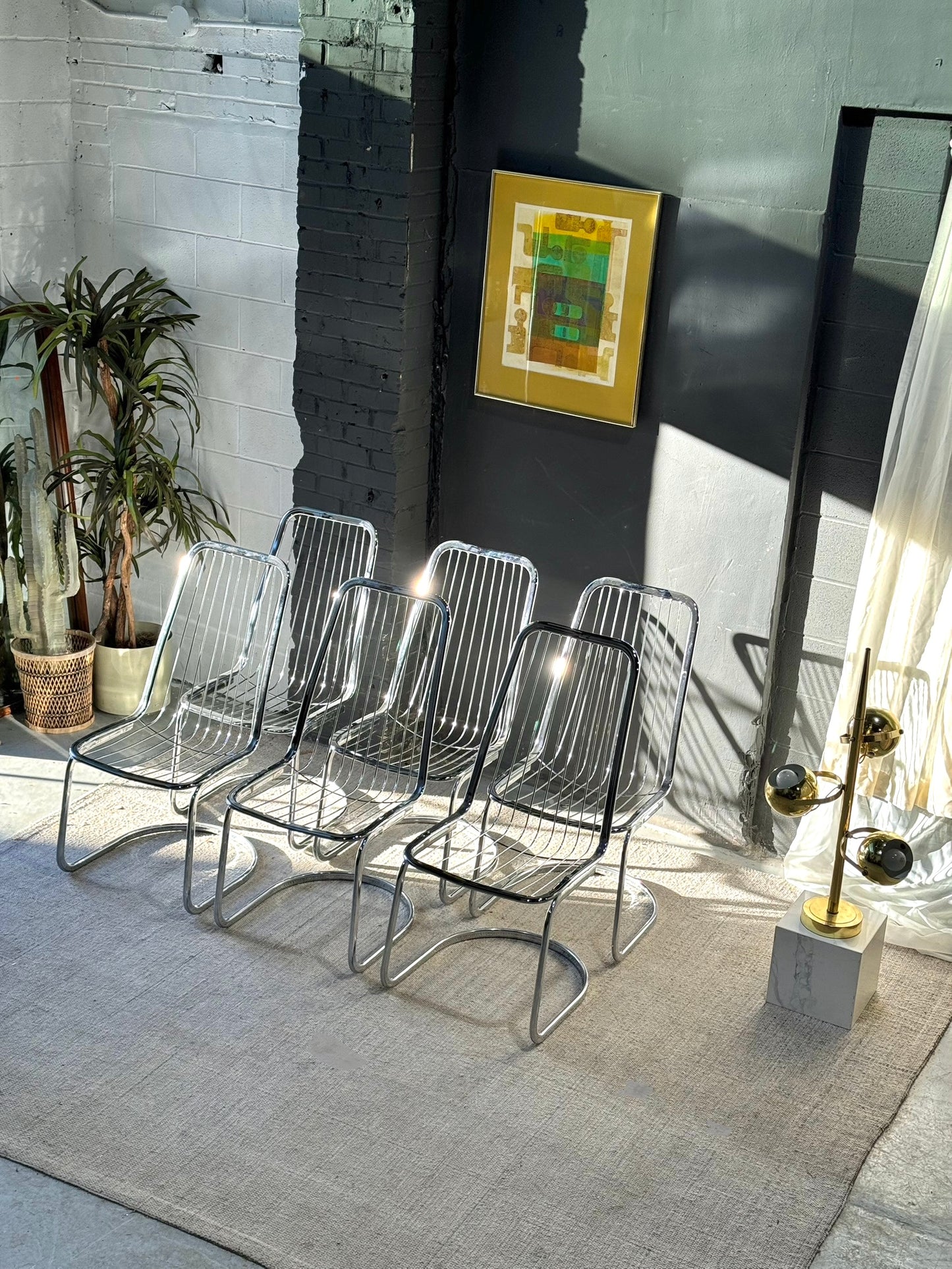 Vintage Chrome Cantilever Dining Chairs, set of 6